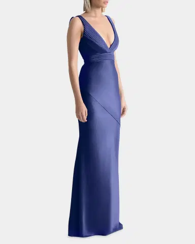 Zhivago Beloved Deep V-Neck Stretch Satin Gown | Thumbnail 3
