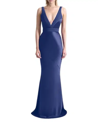 Zhivago Beloved Deep V-Neck Stretch Satin Gown | Thumbnail 1