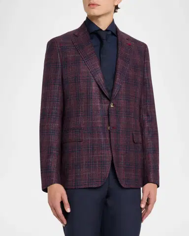 Isaia Men's Wool and Silk Plaid Single-Breasted Sport Coat | Thumbnail 3