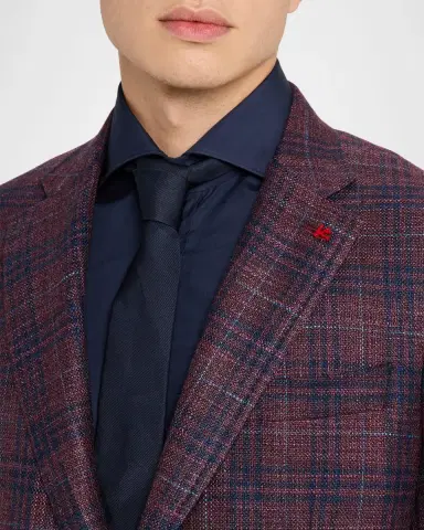 Isaia Men's Wool and Silk Plaid Single-Breasted Sport Coat | Thumbnail 4