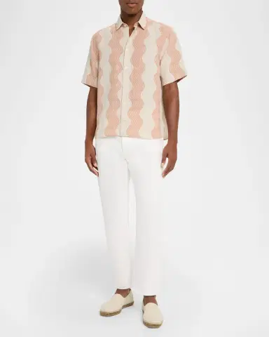 Frescobol Carioca Men 's Castro Linen Cabana Stripe Short-Sleeve Shirt | Thumbnail 2 Frescobol Carioca Men 's Castro Linen Cabana Stripe Short-Sleeve Shirt | Thumbnail 2