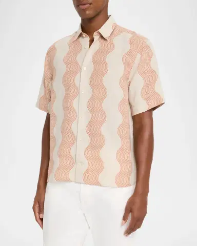 Frescobol Carioca Men 's Castro Linen Cabana Stripe Short-Sleeve Shirt | Thumbnail 4 Frescobol Carioca Men 's Castro Linen Cabana Stripe Short-Sleeve Shirt | Thumbnail 4