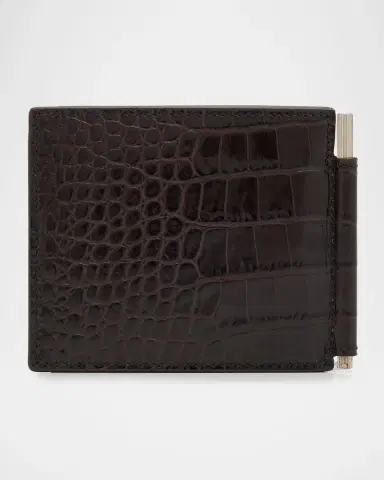 Tom Ford Men's Exotic Line Croc-Effect Money Clip Wallet | Thumbnail 2