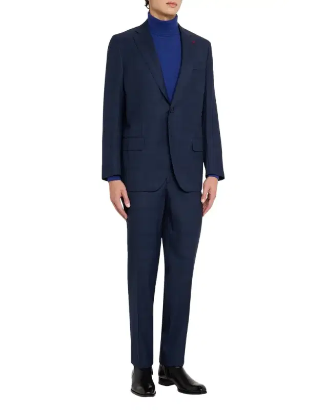 Men 's Wool Windowpane Plaid Two-Piece Suit