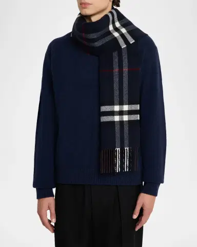 Burberry Men 's Contrast Check Cashmere Scarf | Thumbnail 3 Burberry Men 's Contrast Check Cashmere Scarf | Thumbnail 3
