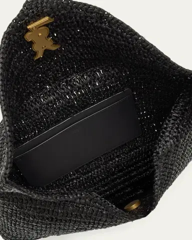 Saint Laurent Large Envelope Flap YSL Clutch Bag in Raffia | Thumbnail 4