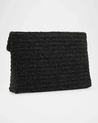 Saint Laurent Large Envelope Flap YSL Clutch Bag in Raffia | Thumbnail 6