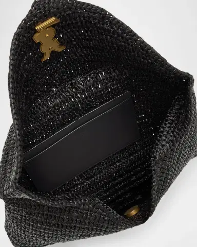 Saint Laurent Large Envelope Flap YSL Clutch Bag in Raffia | Thumbnail 7