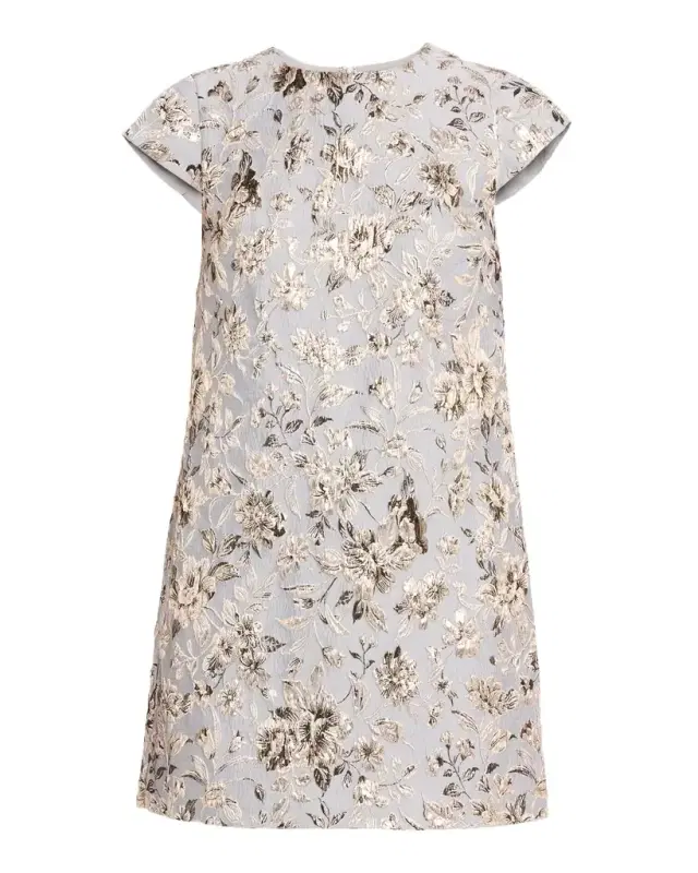 Galina Metallic Floral Jacquard Mini Shift Dress