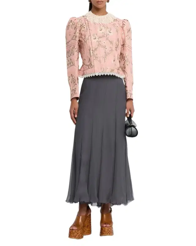 Organic Silk Mousseline Maxi Skirt