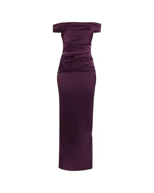 Off-Shoulder Satin Column Gown