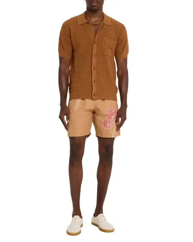 Men 's Cesar Crochet Stripe Short-Sleeve Shirt