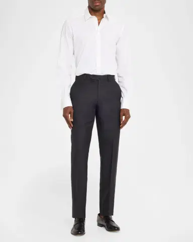 Isaia Men's Wool Twill Side-Tab Trousers | Thumbnail 11