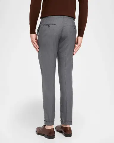 Isaia Men's Wool Twill Side-Tab Trousers | Thumbnail 3