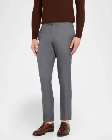 Isaia Men's Wool Twill Side-Tab Trousers | Thumbnail 4