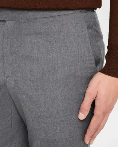 Isaia Men's Wool Twill Side-Tab Trousers | Thumbnail 6