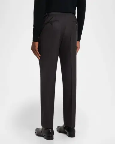 Isaia Men's Wool Twill Side-Tab Trousers | Thumbnail 8