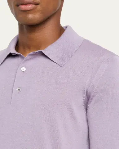 TOM FORD Men's Cashmere and Silk Long-Sleeve Polo Sweater | Thumbnail 5 TOM FORD Men's Cashmere and Silk Long-Sleeve Polo Sweater | Thumbnail 5