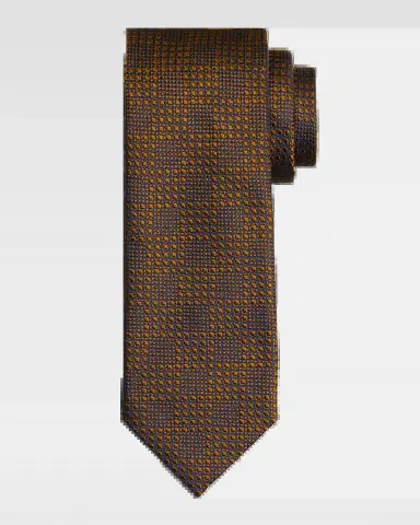 Brioni Men 's Textured Check Jacquard Silk Tie | Thumbnail 2