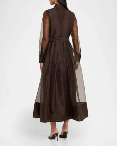 SIMKHAI Montgomery Sheer Pleated Midi Shirtdress | Thumbnail 3 SIMKHAI Montgomery Sheer Pleated Midi Shirtdress | Thumbnail 3