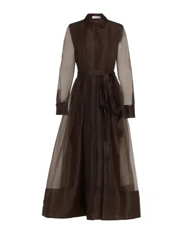 SIMKHAI Montgomery Sheer Pleated Midi Shirtdress | Thumbnail 1 SIMKHAI Montgomery Sheer Pleated Midi Shirtdress | Thumbnail 1