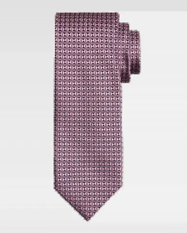 Brioni Men 's Woven Micro-Geometric Silk Tie | Thumbnail 2