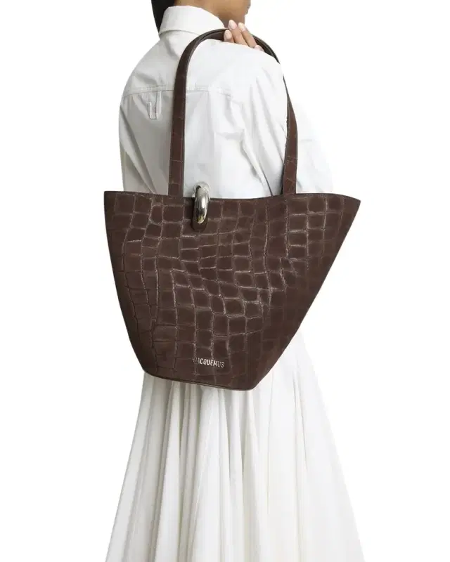Le Bambola Moyen Croc-Embossed Suede Tote Bag