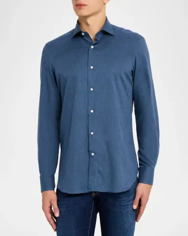 Sartorio Men's Melange Cotton Button-Down Shirt | Thumbnail 3