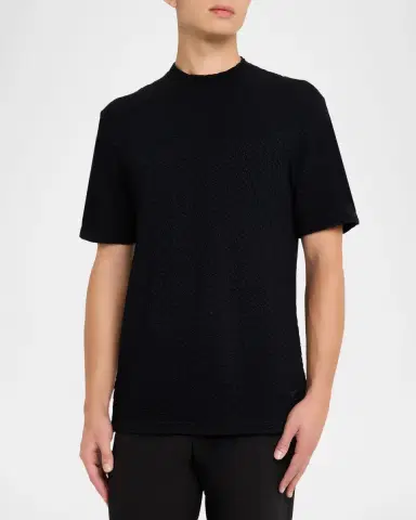 Emporio Armani Men's Textured Crewneck T-Shirt | Thumbnail 3 Emporio Armani Men's Textured Crewneck T-Shirt | Thumbnail 3