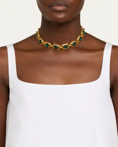 Oscar de la Renta Rectangular Crystal Chain Necklace | Thumbnail 2