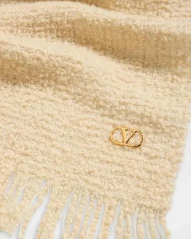 Valentino Garavani VLogo Signature Cashmere and Wool Jacquard Scarf | Thumbnail 3 Valentino Garavani VLogo Signature Cashmere and Wool Jacquard Scarf | Thumbnail 3