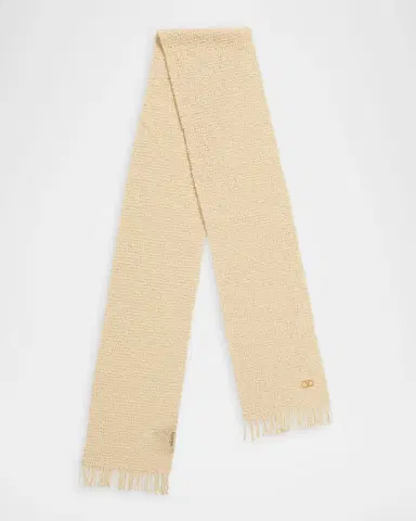 Valentino Garavani VLogo Signature Cashmere and Wool Jacquard Scarf | Thumbnail 4 Valentino Garavani VLogo Signature Cashmere and Wool Jacquard Scarf | Thumbnail 4