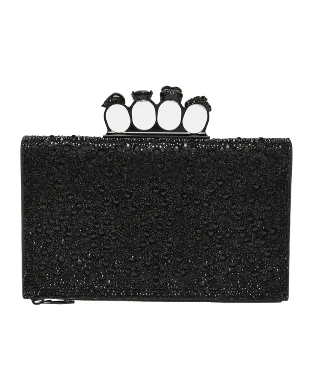 McQueen Knuckle Flat Crystal Clutch Pouch Bag