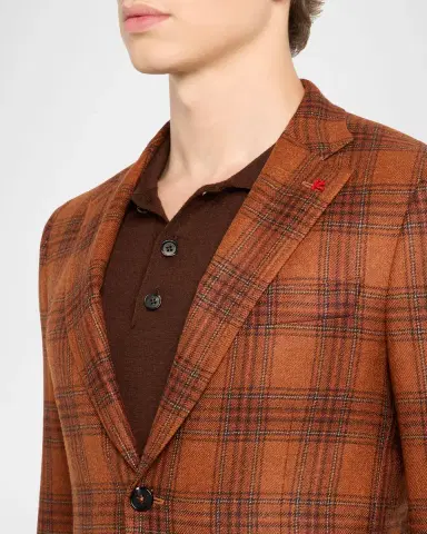 Isaia Men's Wool and Cashmere Plaid Sport Coat | Thumbnail 5