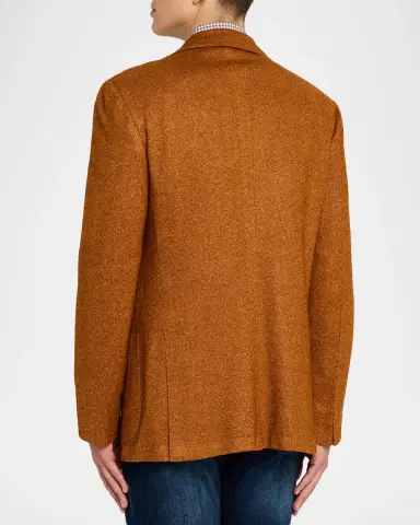 Kiton Men's Silk and Cashmere Orange Sport Coat | Thumbnail 2