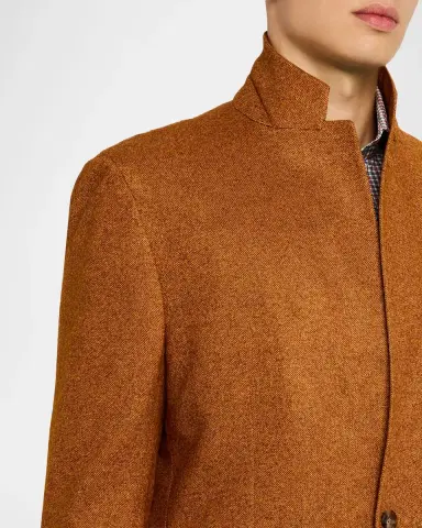 Kiton Men's Silk and Cashmere Orange Sport Coat | Thumbnail 6