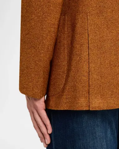 Kiton Men's Silk and Cashmere Orange Sport Coat | Thumbnail 7