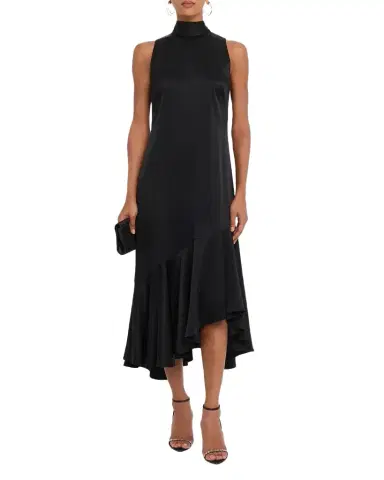 Kobi Halperin Jenkins Turtleneck High-Low Flounce Midi Dress | Thumbnail 1