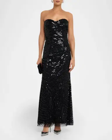 Aidan Mattox Strapless Bead & Sequin Column Gown | Thumbnail 2