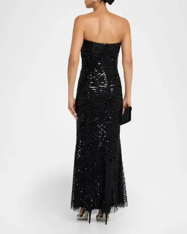 Aidan Mattox Strapless Bead & Sequin Column Gown | Thumbnail 3