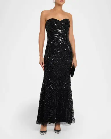 Aidan Mattox Strapless Bead & Sequin Column Gown | Thumbnail 4
