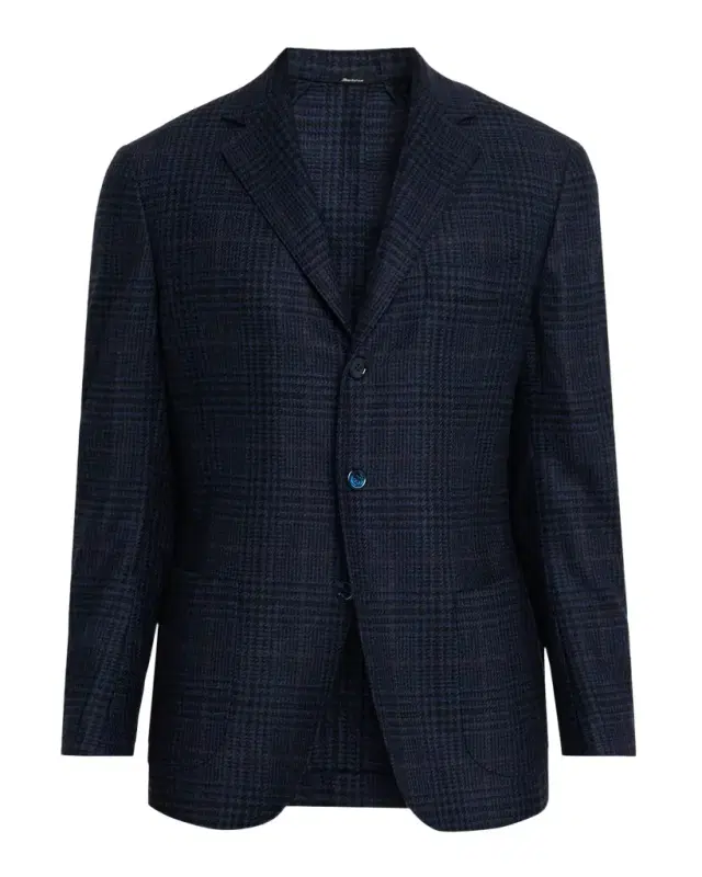 Men's Wool, Silk and Cashmere Glen Plaid Sport Coat