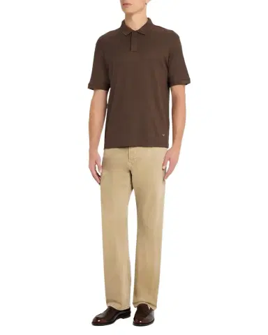Emporio Armani Men's Cotton Micro-Jacquard Polo Shirt | Thumbnail 1 Emporio Armani Men's Cotton Micro-Jacquard Polo Shirt | Thumbnail 1
