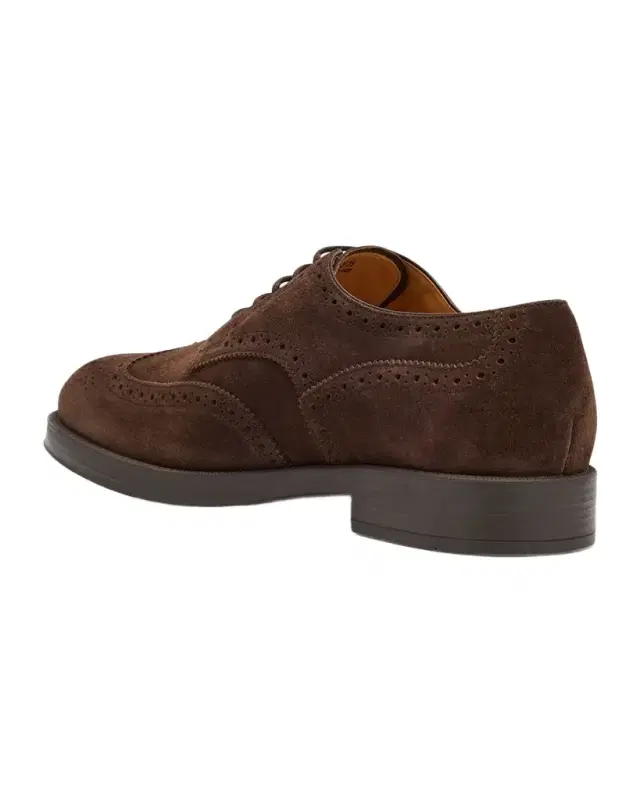 Men 's Suede Wingtip Brogue Rubber-Sole Derby Shoes