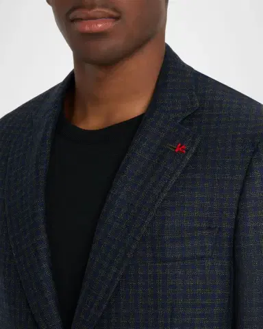 Isaia Men's Check Wool Single-Breasted Sport Coat | Thumbnail 4 Isaia Men's Check Wool Single-Breasted Sport Coat | Thumbnail 4