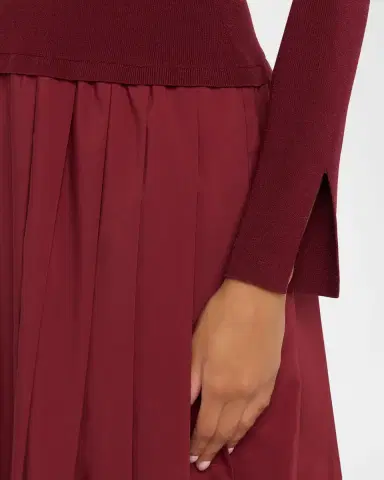 SIMKHAI Kenlie Pleated Mixed Media Midi Dress | Thumbnail 4 SIMKHAI Kenlie Pleated Mixed Media Midi Dress | Thumbnail 4