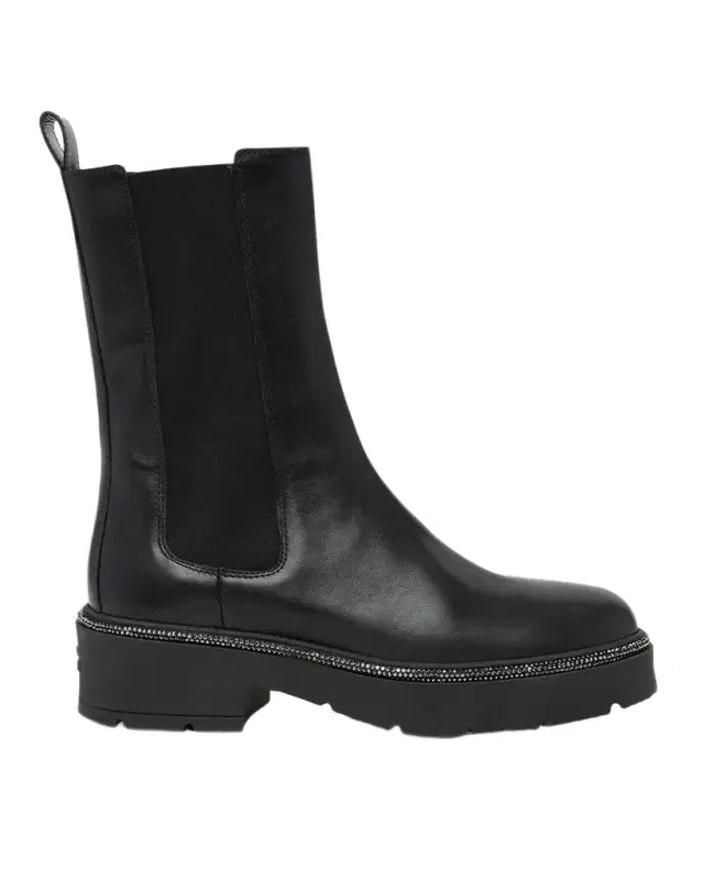 Leather Strass Combat Booties