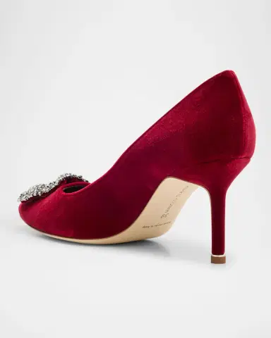 Manolo Blahnik Hangisi Velvet Pumps with Crystal Buckle | Thumbnail 3 Manolo Blahnik Hangisi Velvet Pumps with Crystal Buckle | Thumbnail 3