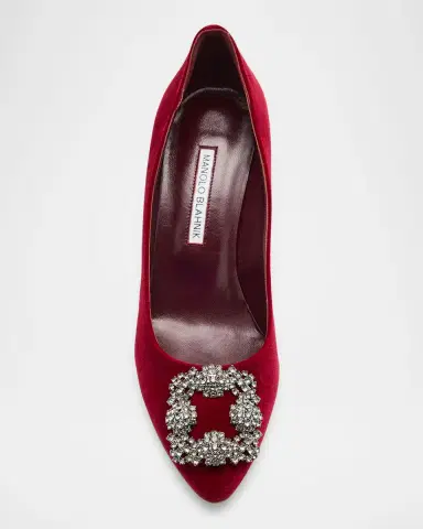 Manolo Blahnik Hangisi Velvet Pumps with Crystal Buckle | Thumbnail 5 Manolo Blahnik Hangisi Velvet Pumps with Crystal Buckle | Thumbnail 5