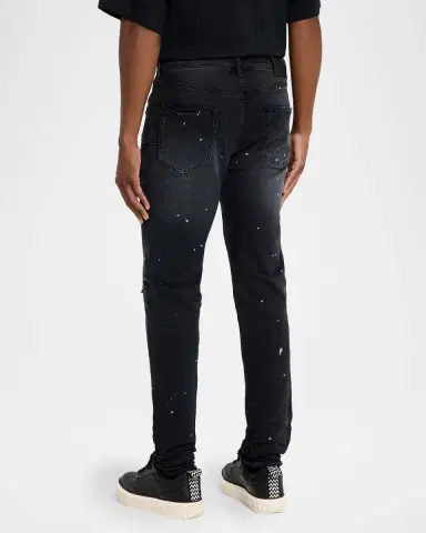 PURPLE Men's Reflective Paint Rip & Pair Denim Jeans | Thumbnail 2